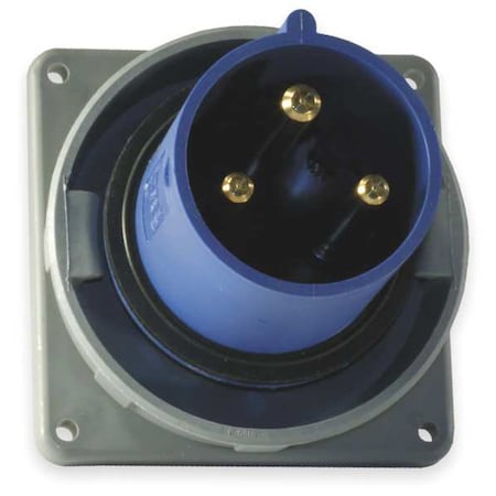 Watertight Pin & Sleeve Inlet, 60 A, 250V AC, Single Phase, 2 Pole, IEC Grounding, Blue MPN:HBL360B6W