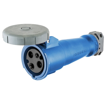 Watertight Pin & Sleeve Connector, 60 A, 250V AC, Single Phase, 2 Pole, IEC Grounding, Blue, NEMA 4X MPN:HBL360C6W