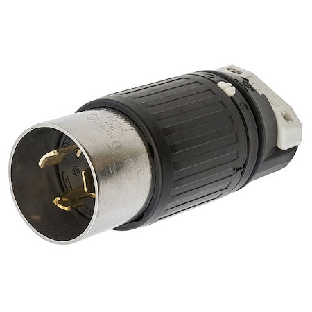 Locking Plug, Non-NEMA, 50 A, 250/600V AC, Single Phase, 2 Pole, Screw Terminals, Black, White MPN:HBL3763C