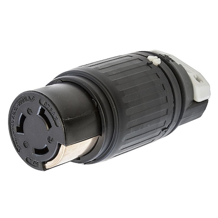 Locking Connector, Non-NEMA, 50 A, 250V DC/600V AC, Three Phase, 3 Pole, Screw Terminals, Black MPN:HBL3764C