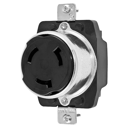 Locking Receptacle, Non-NEMA, 50 A, 250/600V AC, Single Phase, 3 Pole, Flush Mount, Screw Terminals MPN:HBL3769