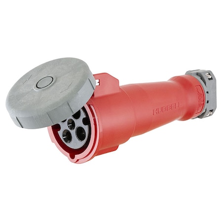 Watertight Pin & Sleeve Connector, 100 A, 480V AC, Three Phase, 3 Pole, IEC Grounding, Red, NEMA 4X MPN:HBL4100C7W