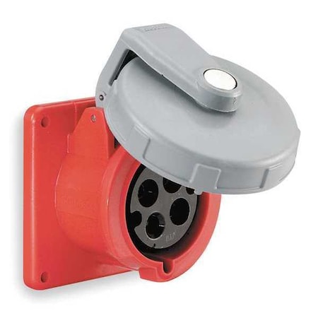 Watertight Pin & Sleeve Receptacle, 100 A, 480V AC, Three Phase, 4 Pole, IEC Grounding, Red, NEMA 4X MPN:HBL4100R7W