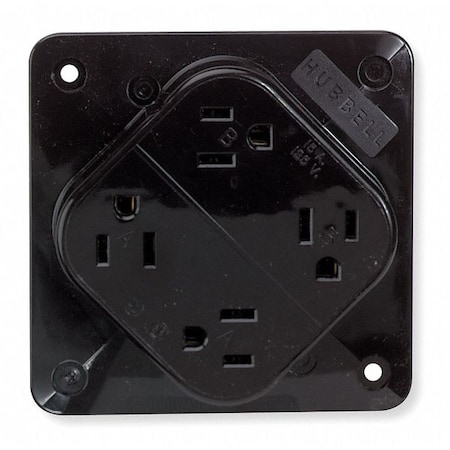 Straight Blade Receptacle, 5-15R, 15 A, 125V AC, 2 Pole, 3 Wire, Flush Mount, Grounded MPN:HBL415