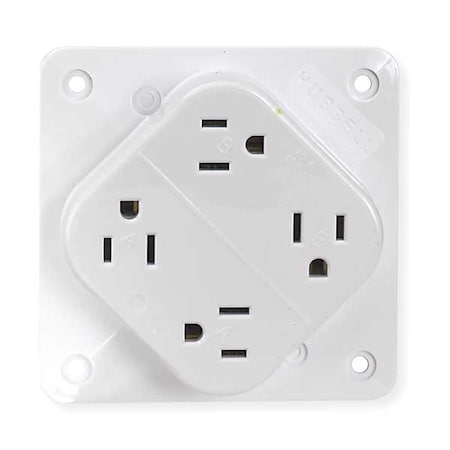 Straight Blade Receptacle, 5-15R, 15 A, 125V AC, 2 Pole, 3 Wire, Surface Mount, Grounded MPN:HBL415W
