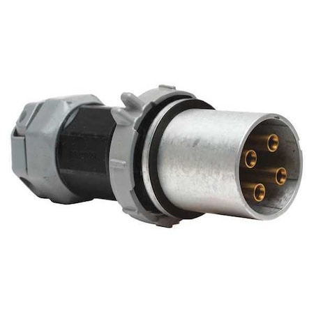 Pin & Sleeve Plug, 200 A, 600V AC, Single Phase, 3 Pole, Style 2 Grounding, Black, Gray MPN:HBL4200PS2W
