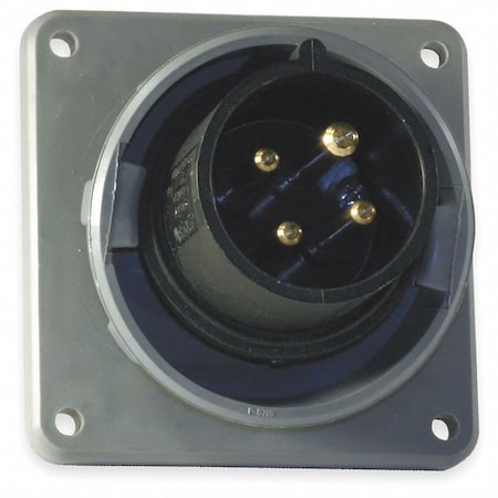 Watertight Pin & Sleeve Inlet, 20 A, 600V AC, Three Phase, 3 Pole, IEC Grounding, Black MPN:HBL420B5W