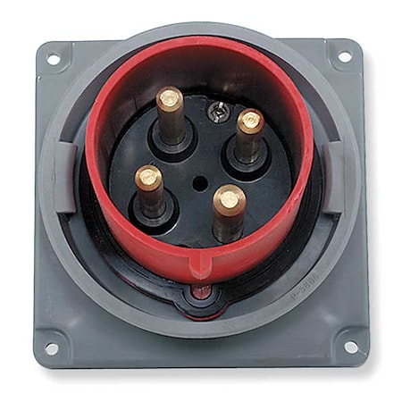 Watertight Pin & Sleeve Inlet, 20 A, 480V AC, Three Phase, 3 Pole, IEC Grounding, Red MPN:HBL420B7W