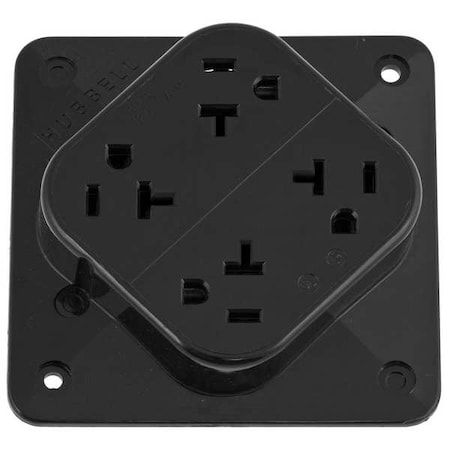 Straight Blade Receptacle, 5-20R, 20 A, 125V AC, 2 Pole, 3 Wire, Surface Mount, Grounded MPN:HBL420BK