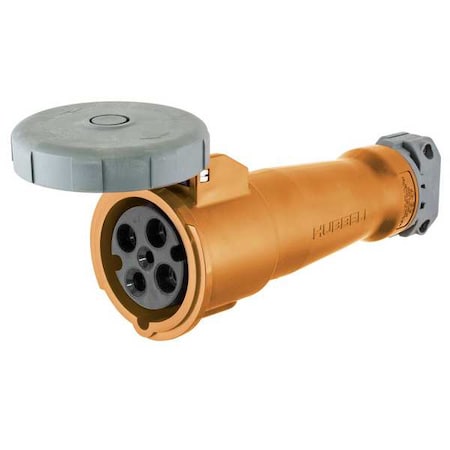Watertight Pin & Sleeve Connector, 20 A, 125/250V AC, Single Phase, 3 Pole, IEC Grounding, Orange MPN:HBL420C12W