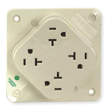 Straight Blade Receptacle, 5-20R, 20 A, 125V AC, 2 Pole, 3 Wire, Surface Mount, Grounded MPN:HBL420HI