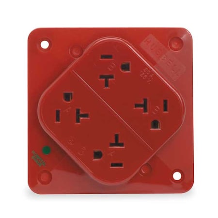 Straight Blade Receptacle, 5-20R, 20 A, 125V AC, 2 Pole, 3 Wire, Surface Mount, Grounded MPN:HBL420HR