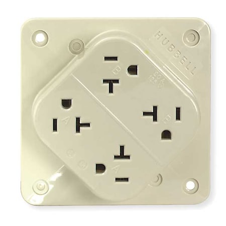Straight Blade Receptacle, 5-20R, 20 A, 125V AC, 2 Pole, 3 Wire, Surface Mount, Grounded MPN:HBL420I