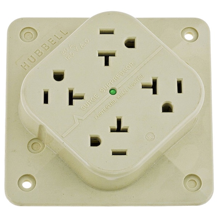 Straight Blade Receptacle, 5-20R, 20 A, 125V AC, 2 Pole, 3 Wire, Surface Mount, Grounded MPN:HBL420IS