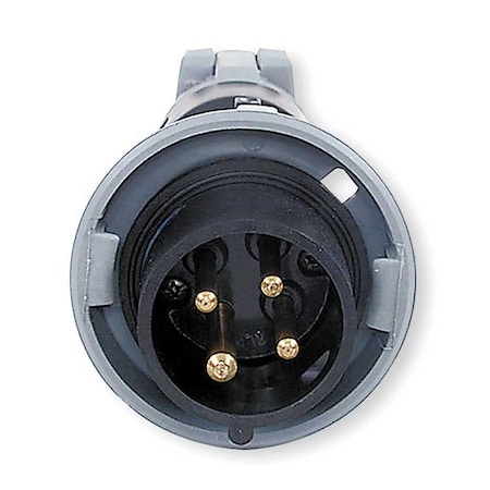 Watertight Pin & Sleeve Plug, 20 A, 600V AC, Three Phase, 3 Pole, IEC Grounding, Black MPN:HBL420P5W