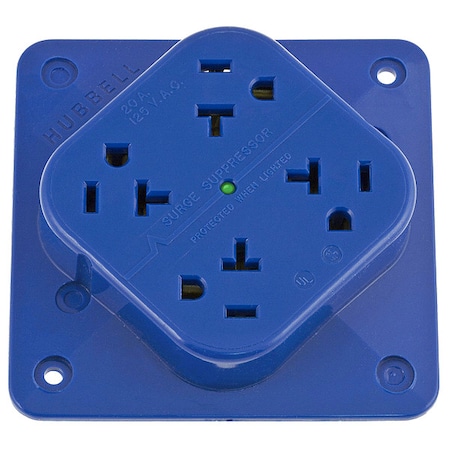 Straight Blade Receptacle, 5-20R, 20 A, 125V AC, 2 Pole, 3 Wire, Surface Mount, Grounded MPN:HBL420S