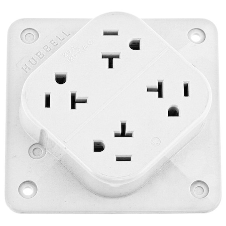 Straight Blade Receptacle, 5-20R, 20 A, 125V AC, 2 Pole, 3 Wire, Surface Mount, Grounded MPN:HBL420W