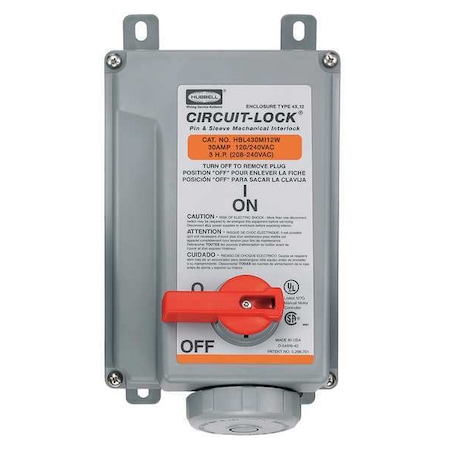 Mch Intrlk Dvc, 3P4W, 30 A, 120/240V AC, 3hp MPN:HBL430MI12W