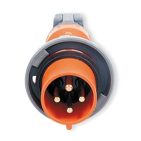 Watertight Pin & Sleeve Plug, 30 A, 125/250V AC, Single Phase, 3 Pole, IEC Grounding, Orange MPN:HBL430P12W