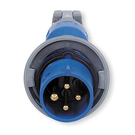 Watertight Pin & Sleeve Plug, 30 A, 250V AC, Three Phase, 3 Pole, IEC Grounding, Blue, NEMA 4X MPN:HBL430P9W