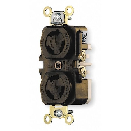 Duplex Locking Receptacle, L6-15R, 15 A, 250V AC, Single Phase, 2 Pole, Flush Mount, Brown MPN:HBL4550