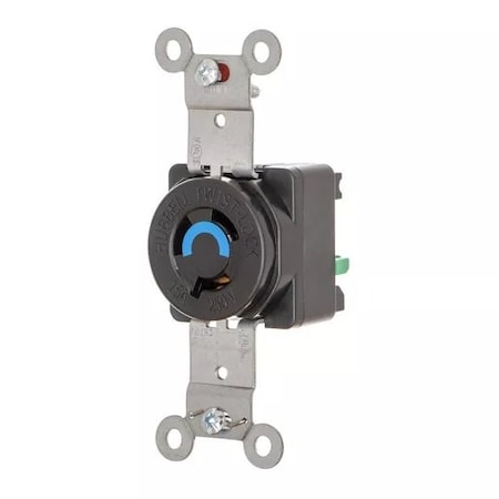 Locking Receptacle, L6-15R, 15 A, 250V AC, Single Phase, 2 Pole, Flush Mount, Black MPN:HBL4560ST