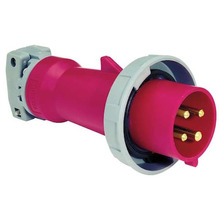 Watertight Pin & Sleeve Plug, 60 A, 480V AC, Three Phase, 3 Pole, IEC Grounding, Red, NEMA 4X MPN:HBL460P7W