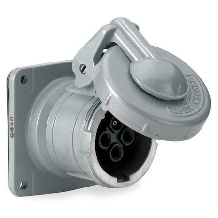 Watertight Pin & Sleeve Receptacle, 60 A, 600V AC/250V DC, Three Phase, 3 Pole, Style 2 Grounding MPN:HBL460RS2W