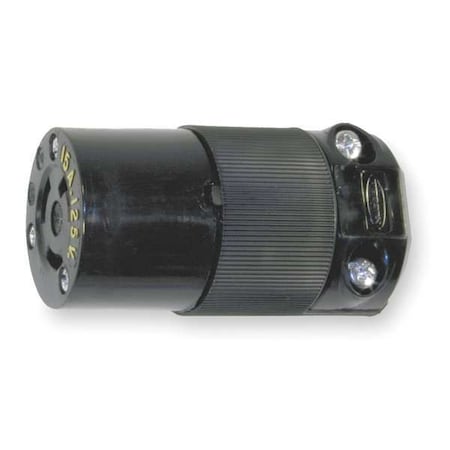 Locking Connector, L5-15R, 15 A, 125V AC, Single Phase, 2 Pole, Screw Terminals, Black MPN:HBL4729CBK