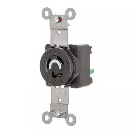 Locking Receptacle, L7-15R, 15 A, 277V AC, Single Phase, 2 Pole, Flush Mount, Black MPN:HBL4760ST