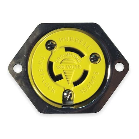 Flanged Locking Receptacle, L5-15R, 15 A, 125V AC, Single Phase, 2 Pole, Flush Mount, Silver MPN:HBL47CM15