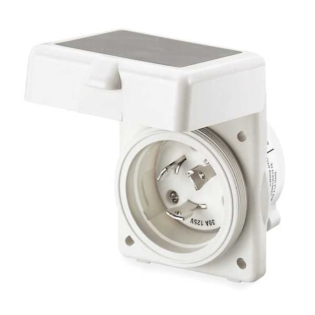 Flanged Locking Inlet, Non-NEMA, 50 A, 125V AC, Single Phase, 2 Pole, Flush Mount, Screw Terminals MPN:HBL503NM