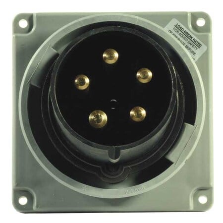 Watertight Pin & Sleeve Inlet, 100 A, 347/600V AC, Three Phase, 4 Pole, IEC Grounding, Black MPN:HBL5100B5W