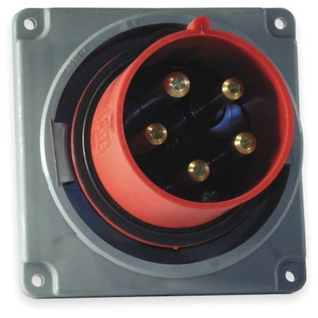 Watertight Pin & Sleeve Inlet, 100 A, 277/480V AC, Three Phase, 4 Pole, IEC Grounding, Red MPN:HBL5100B7W