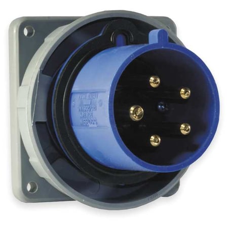 Watertight Pin & Sleeve Inlet, 100 A, 120/208V AC, Three Phase, 4 Pole, IEC Grounding, Blue MPN:HBL5100B9W