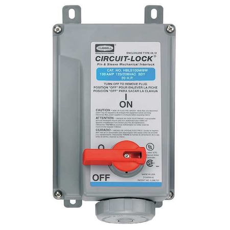 MchIntrlkDvc, 4P5W, 100 A, 120/208V AC, 20hp MPN:HBL5100MI9W
