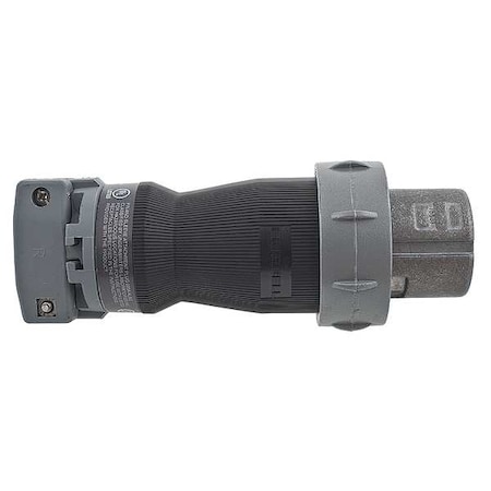 Pin & Sleeve Plug, 100 A, 600V AC, Three Phase, 4 Pole, Style 1 Grounding, Gray, NEMA Not Rated MPN:HBL5100PS1W