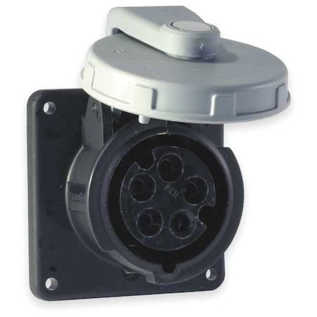 Watertight Pin & Sleeve Receptacle, 100 A, 347/600V AC, Three Phase, 4 Pole, IEC Grounding, Black MPN:HBL5100R5W