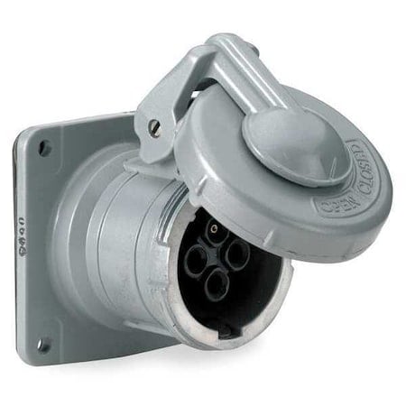 Watertight Pin & Sleeve Receptacle, 100 A, 600V AC/250V DC, Three Phase, 4 Pole, Style 1 Grounding MPN:HBL5100RS1W