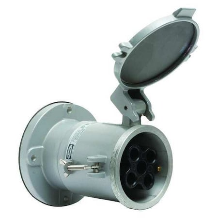 Pin & Sleeve Receptacle, 200 A, 600V AC/250V DC, Three Phase, 4 Pole, Style 1 Grounding, Gray MPN:HBL5200RS1W
