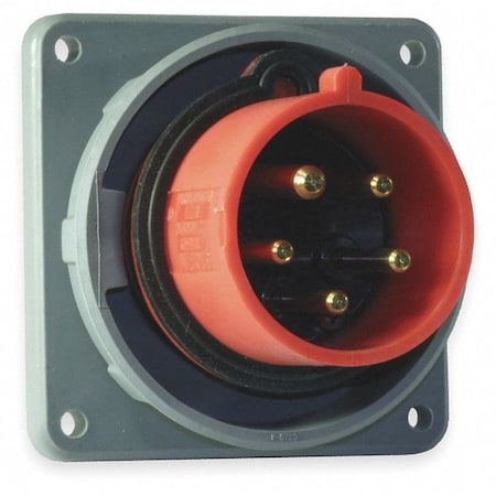 Watertight Pin & Sleeve Inlet, 20 A, 277/480V AC, Three Phase, 4 Pole, IEC Grounding, Red MPN:HBL520B7W