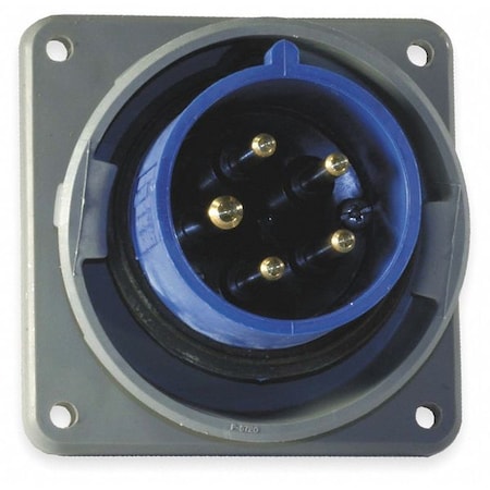 Watertight Pin & Sleeve Inlet, 20 A, 120/208V AC, Three Phase, 4 Pole, IEC Grounding, Blue MPN:HBL520B9W