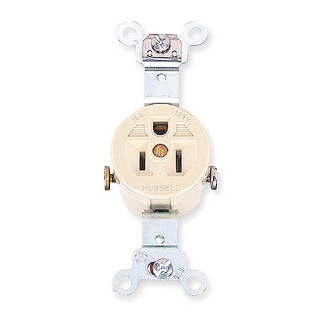 Straight Blade Receptacle, 5-15R, 15 A, 125V AC, 2 Pole, 3 Wire, Flush Mount, Grounded MPN:HBL5251I