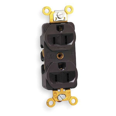 Straight Blade Receptacle, 5-15R, 15 A, 125V AC, 2 Pole, 3 Wire, Flush Mount, Grounded MPN:HBL5252