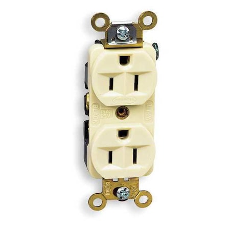Straight Blade Receptacle, 5-15R, 15 A, 125V AC, 2 Pole, 3 Wire, Flush Mount, Grounded MPN:HBL5252I