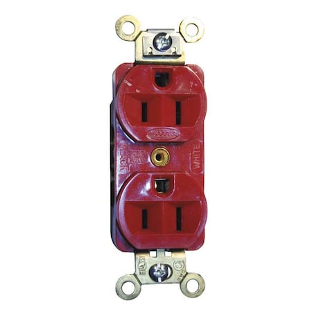 Straight Blade Receptacle, 5-15R, 15 A, 125V AC, 2 Pole, 3 Wire, Flush Mount, Grounded MPN:HBL5252R
