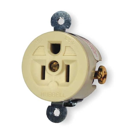 Straight Blade Receptacle, 5-15R, 15 A, 125V AC, 2 Pole, 3 Wire, Flush Mount, Grounded MPN:HBL5258I
