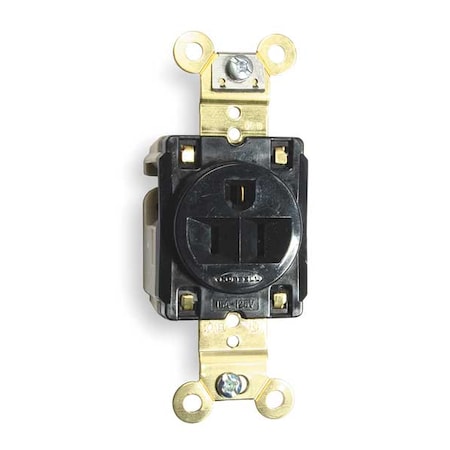 Straight Blade Receptacle, 5-15R, 15 A, 125V AC, 2 Pole, 3 Wire, Flush Mount, Grounded MPN:HBL5261BK