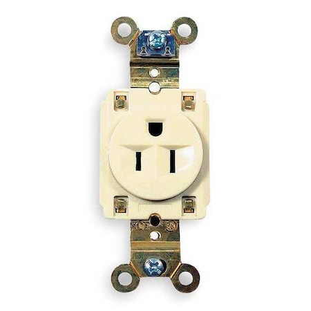 Straight Blade Receptacle, 5-15R, 15 A, 125V AC, 2 Pole, 3 Wire, Flush Mount, Grounded MPN:HBL5261I