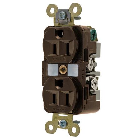 Duplex Straight Blade Receptacle, 5-15R, 15 A, 125V AC, 2 Pole, 3 Wire, Flush Mount, Grounded MPN:HBL5262